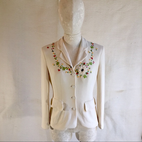 Moschino Flower Child Embroidered Blazer Jacket - Picture 6 of 8